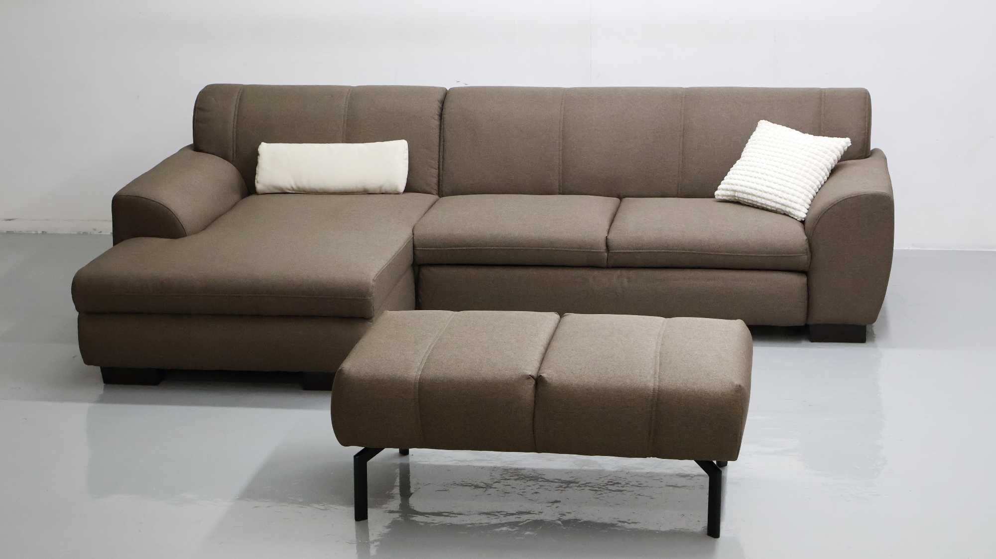 TCE DESIGN NAROŻNIK z funkcją spania PUFA rogówka sofa brązowa tkania