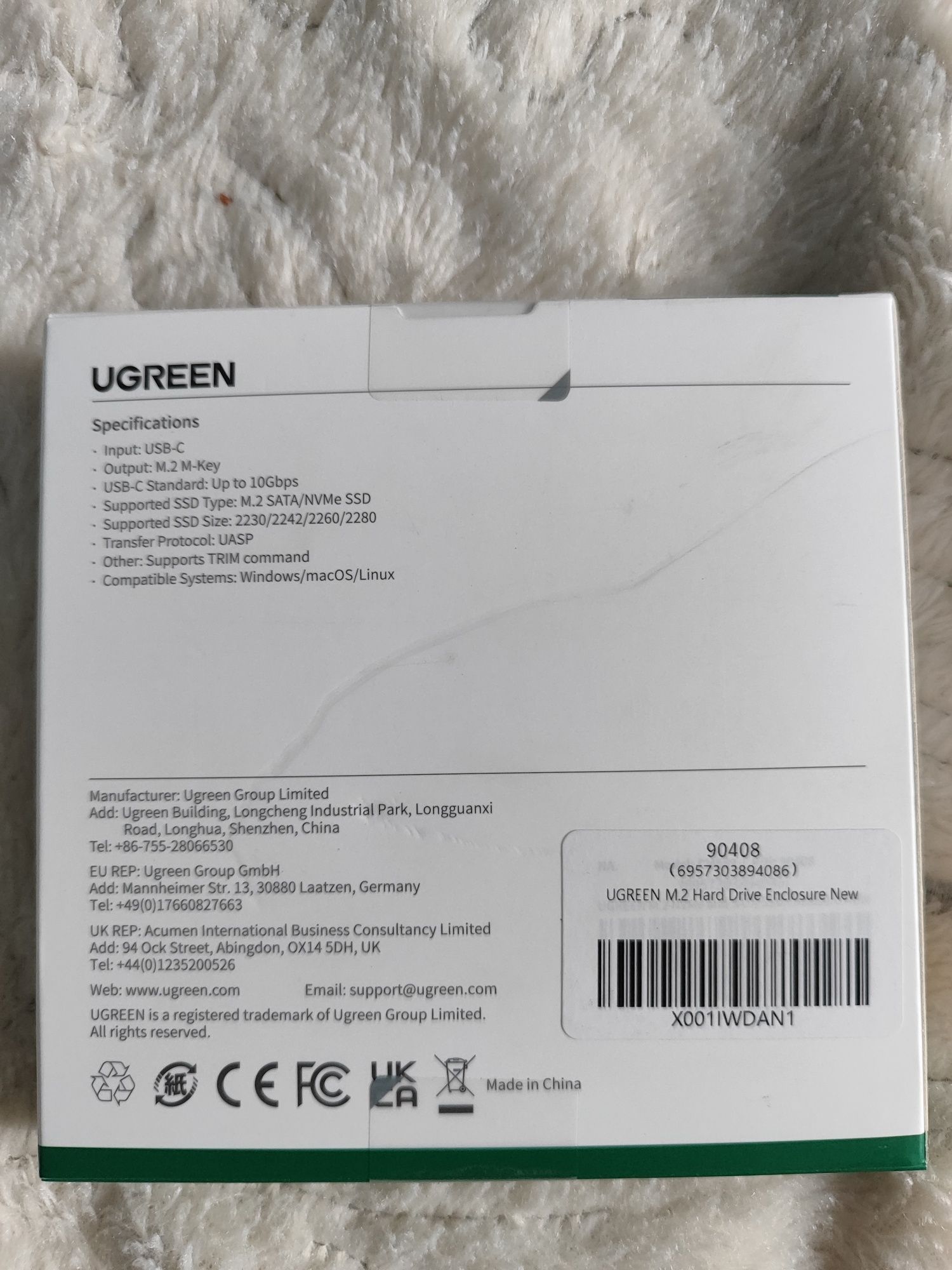 Зовнішній корпус Ugreen M.2 Sata/NVMe