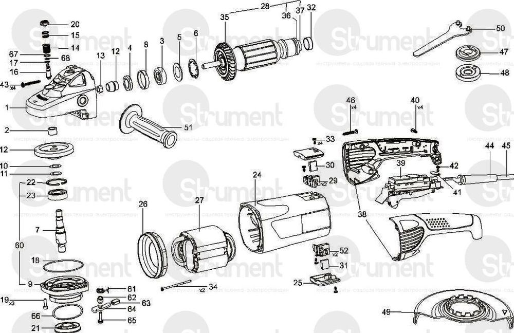 Запчасти болгарки Sparky MBA 2200P