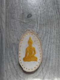 Nowy drewniany krążek magnes złoty budda joga yoga medytacja