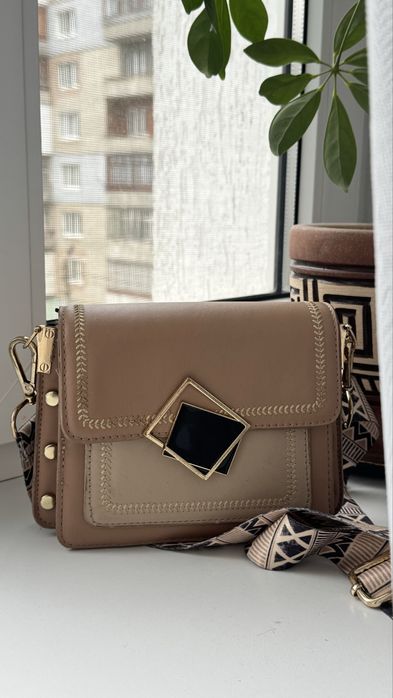 Коричнева бежева  сумочка жіноча