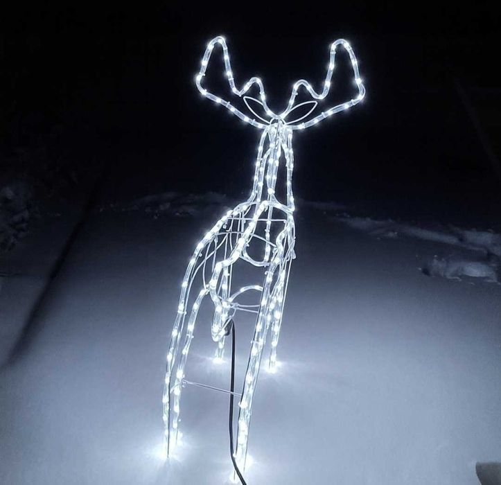 Duży Renifer LED 95 cm •216 LED •Chłodny
Biały • Dekoracja Świąteczna