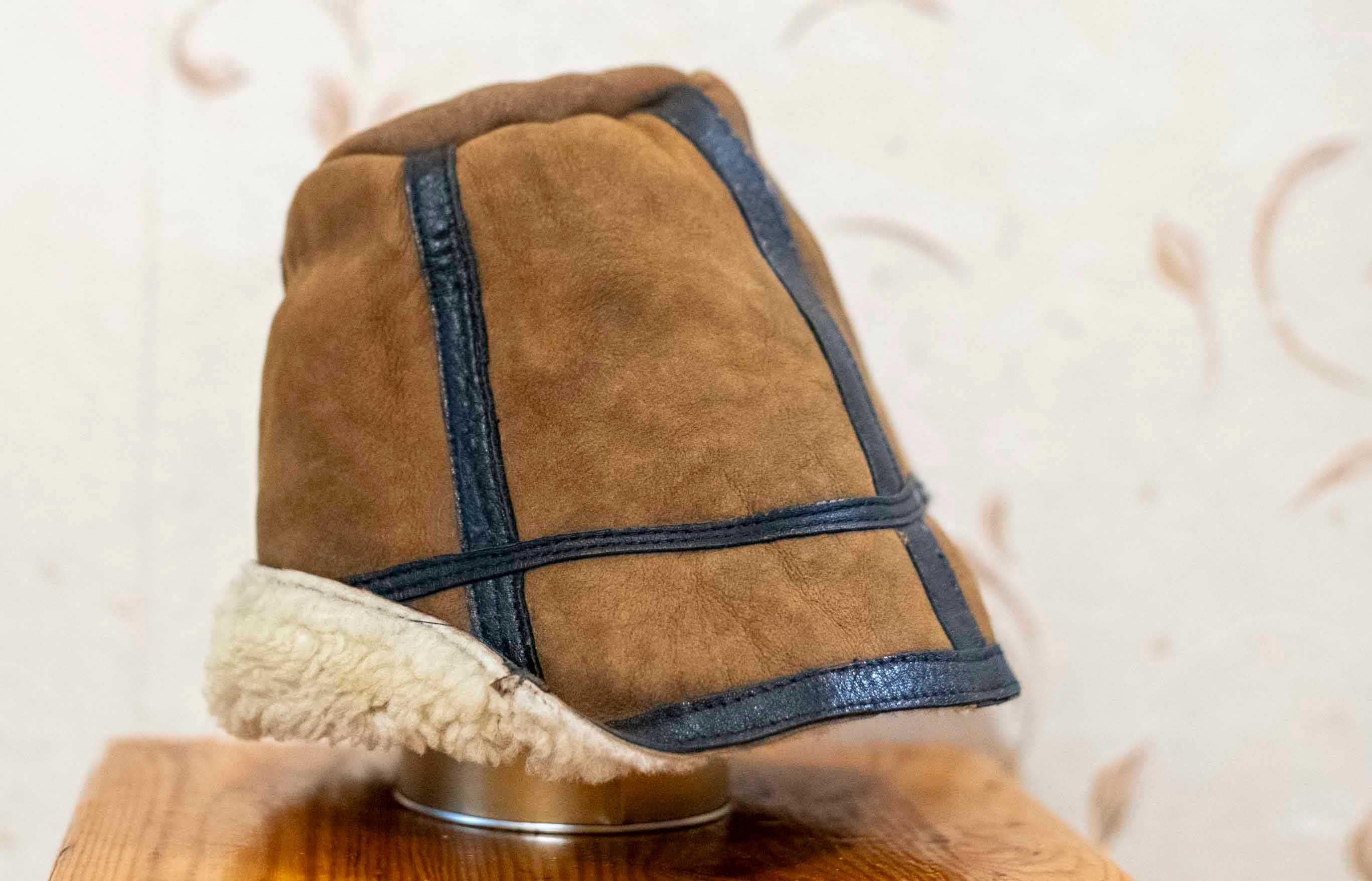 Stylowa czapka kapelusz zimowa z naturalnego futra retro design ciepło