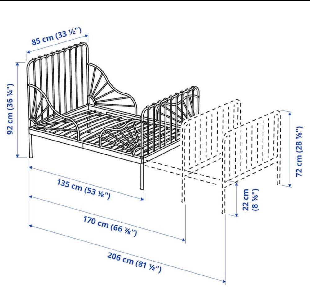 estrutura cama Minnem Ikea + colchao + roupa de cama