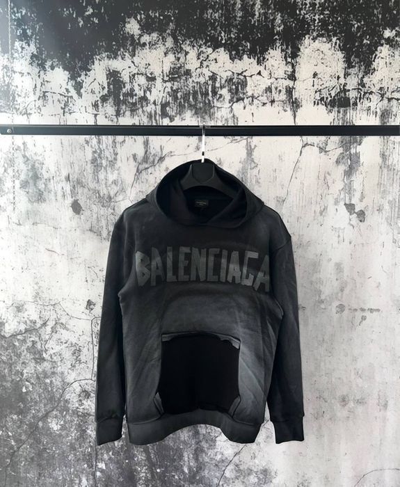 BALENCIAGA scotch худи черный мужской белый оверсайз оригинал