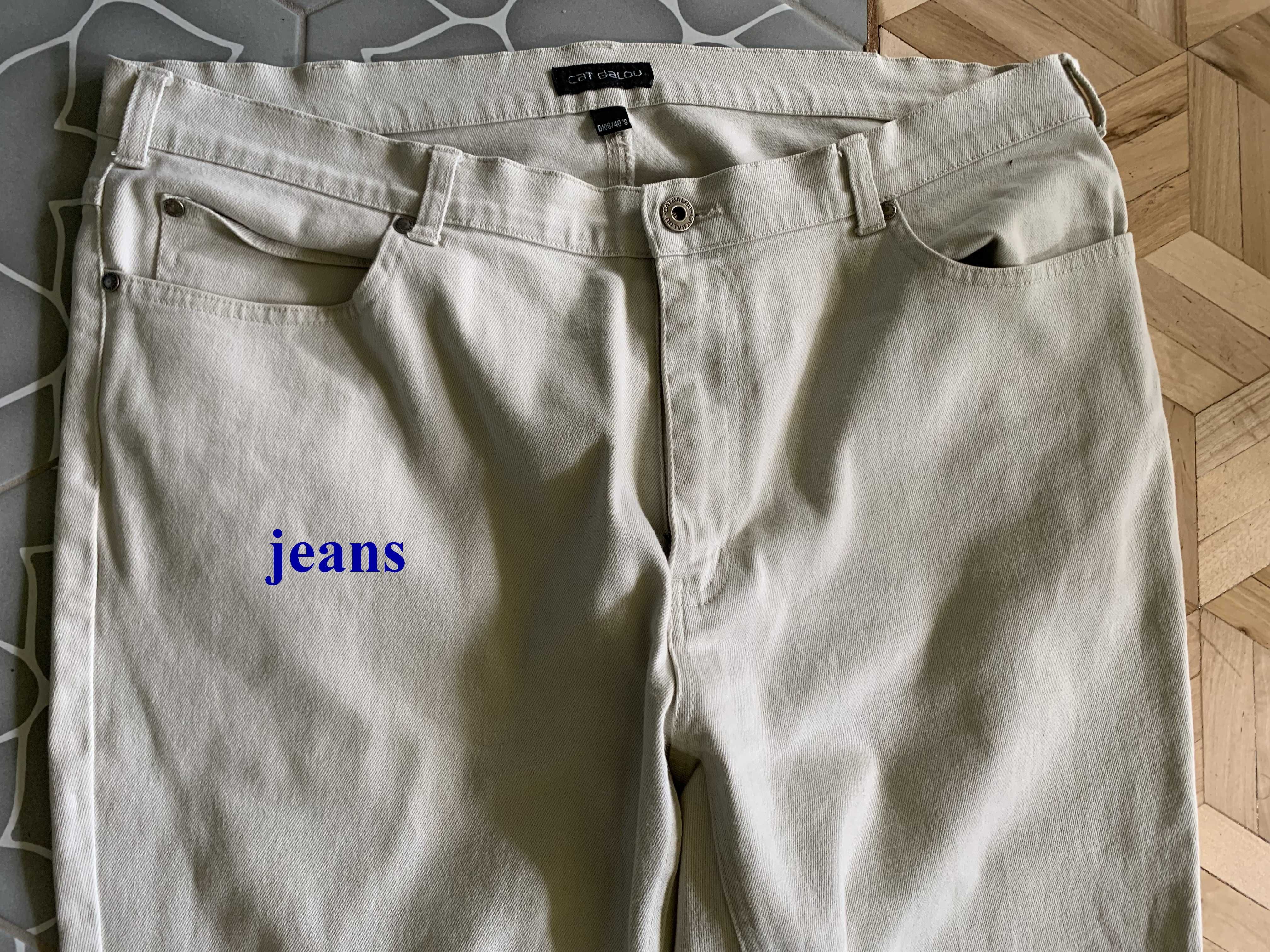 Duże jeansowe kremowe spodnie Cat Balou