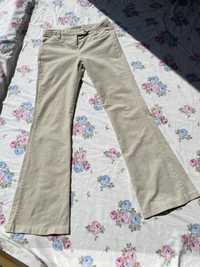Beżowe szerokie spodnie dzwony S 36 niski stan sasperilla vintage