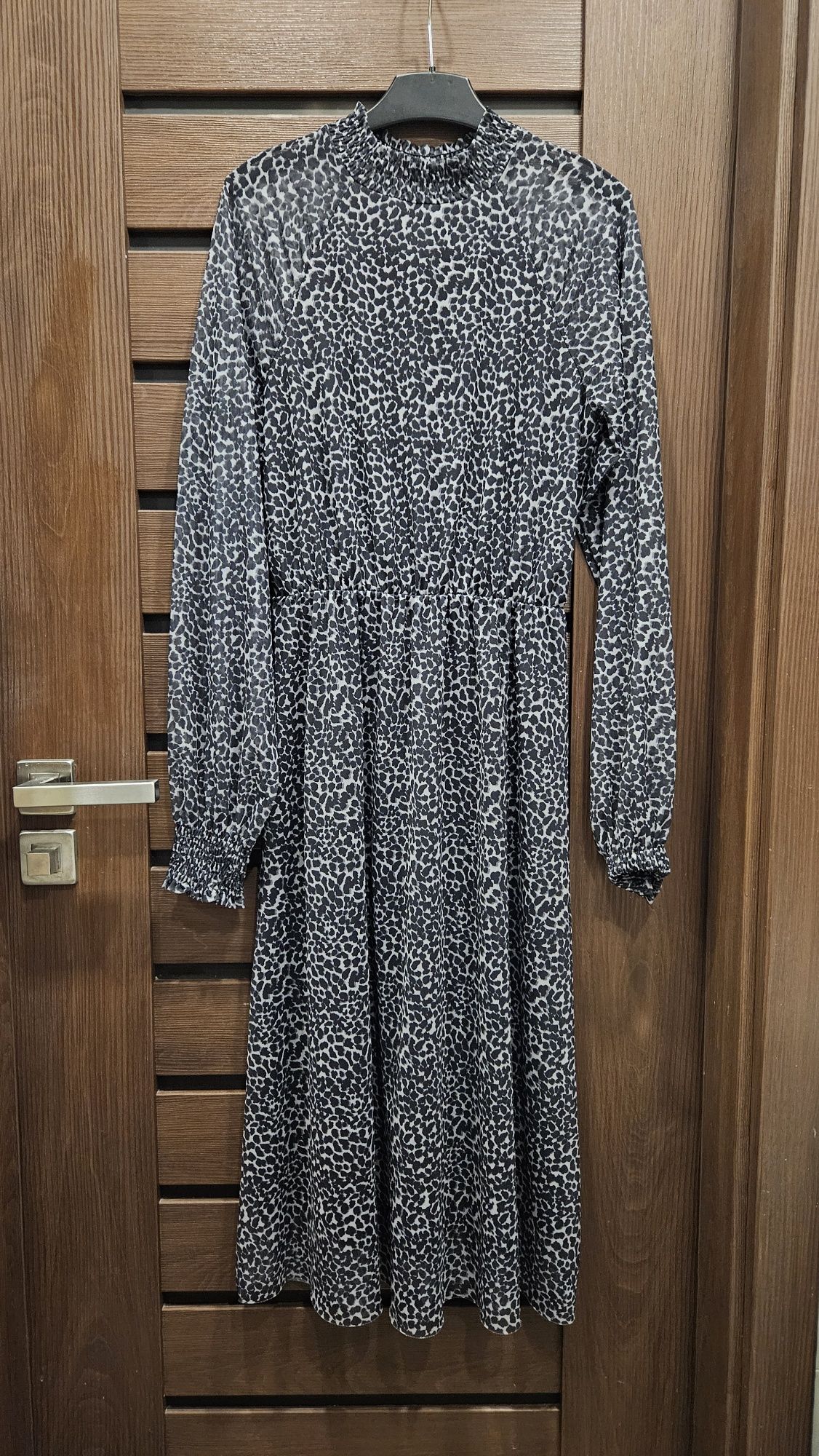 Sukienka mohito xxs xs 34 szara panterka leopard midi długa