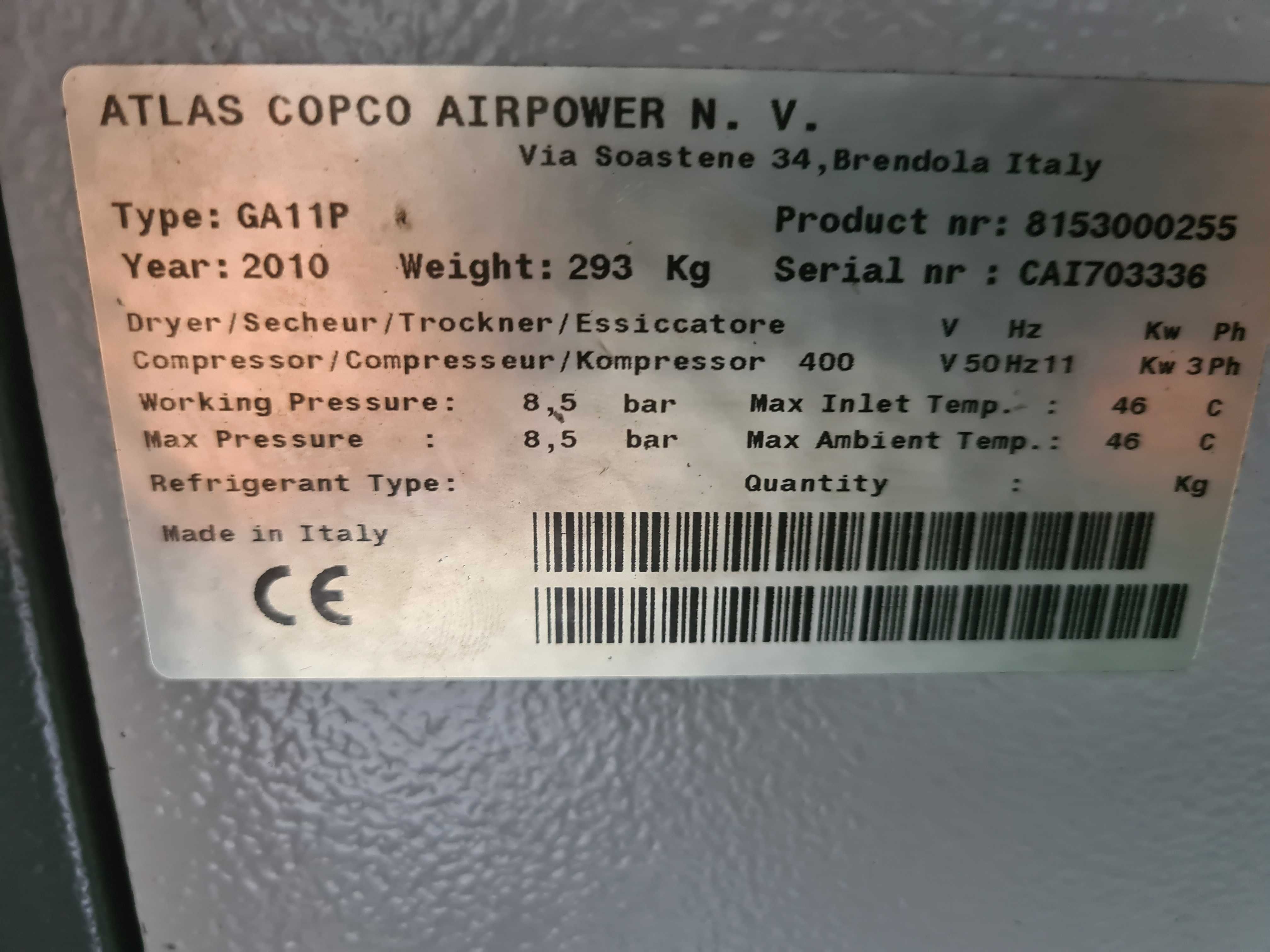 kompresor śrubowy Atlas Copco GA 11   11 kw