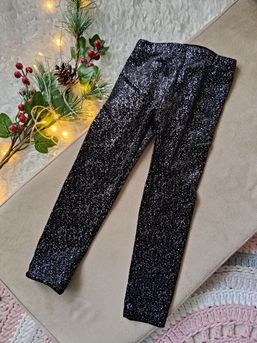 Legginsy czarne 104 świąteczne z połyskiem Little Kids