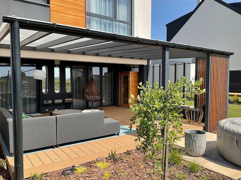 Pergola, taras, altana, wiata, drewno BSH, poliwęglan, zadaszenie