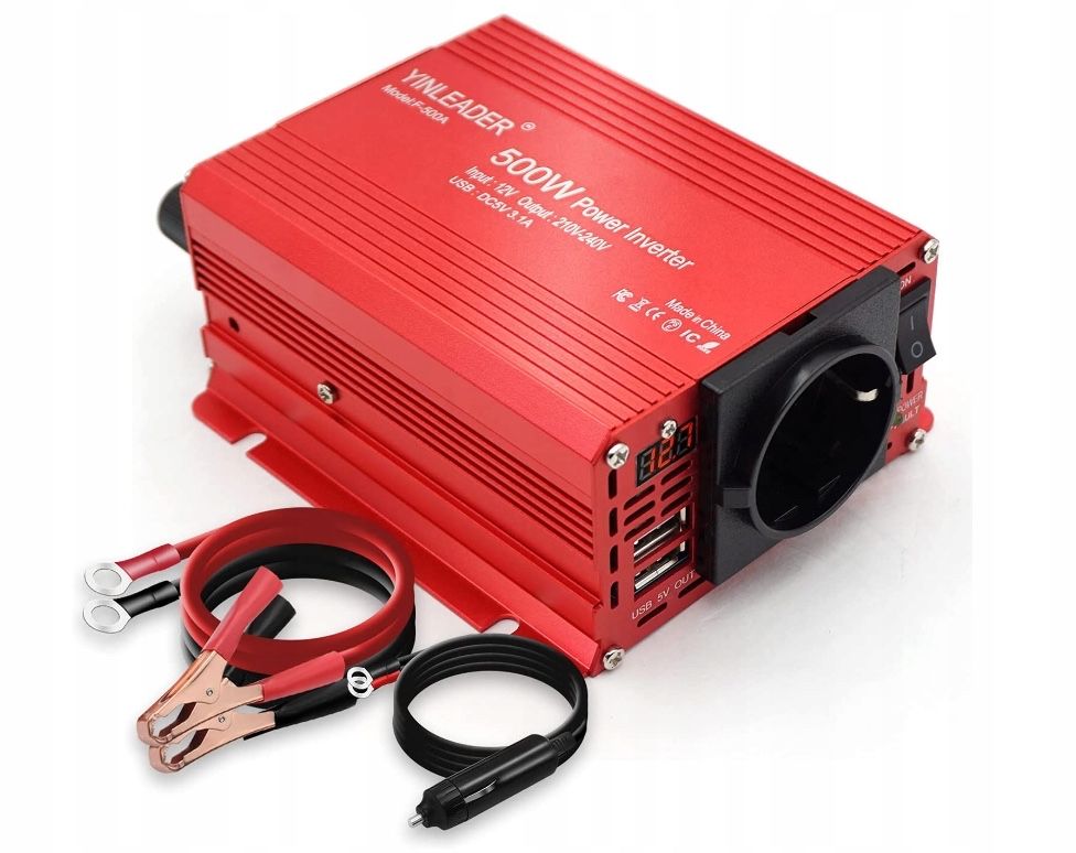 Konwerter napięcia 500W 12V, Yinleader z podwójnym USB
