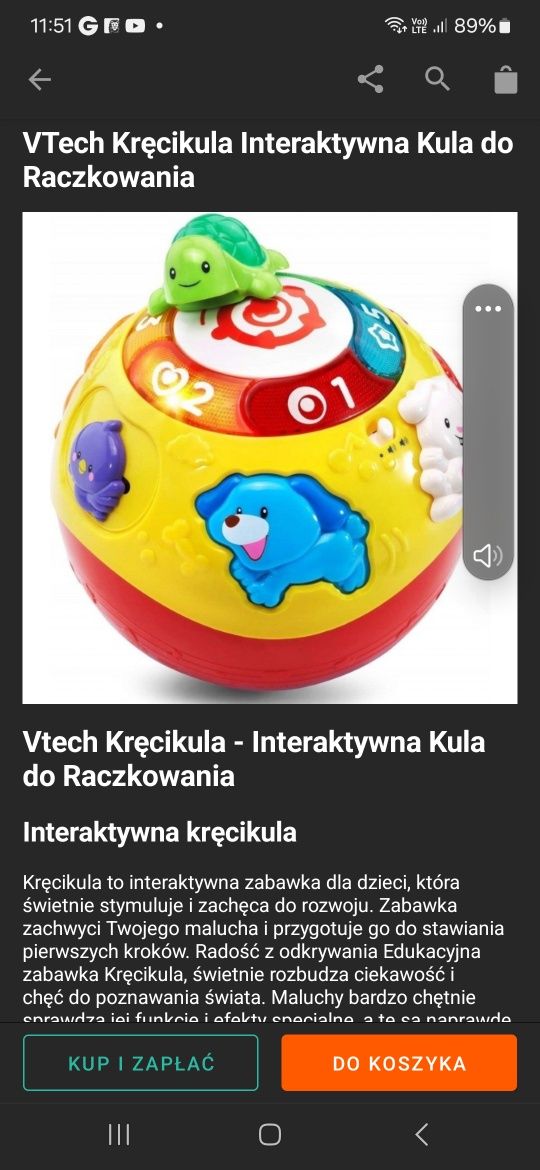 VTech interaktywna zabawka kula kręciulka Fischer Price