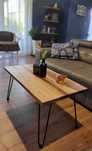 Industrialny stolik kawowy, Ława, naturalne drewno orzech włoski. Loft