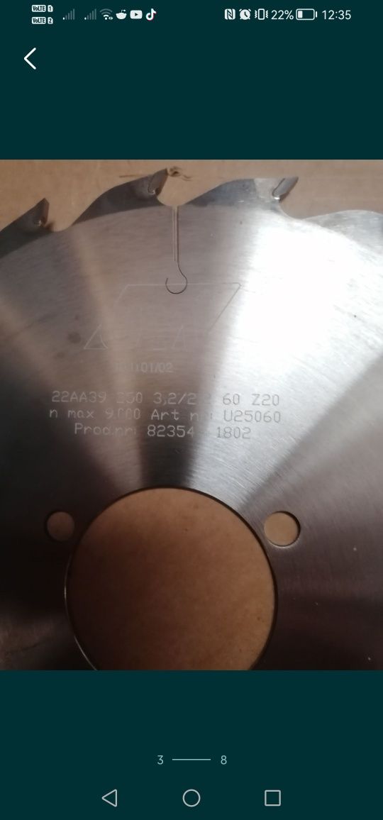 Tarcze do drewna 7 sztuk 250x3.2. 2x2.2 x 60