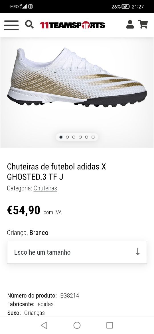 Chuteiras relvado artificial 35 Adidas X Ghosted.3, brancas