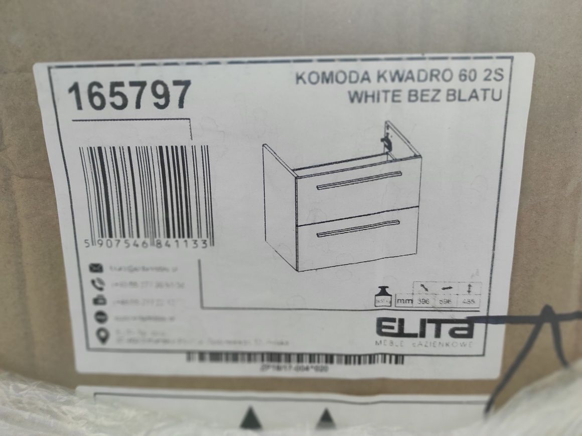 Szafka łazienkowa komoda elita kwadro white 60 2s  165797