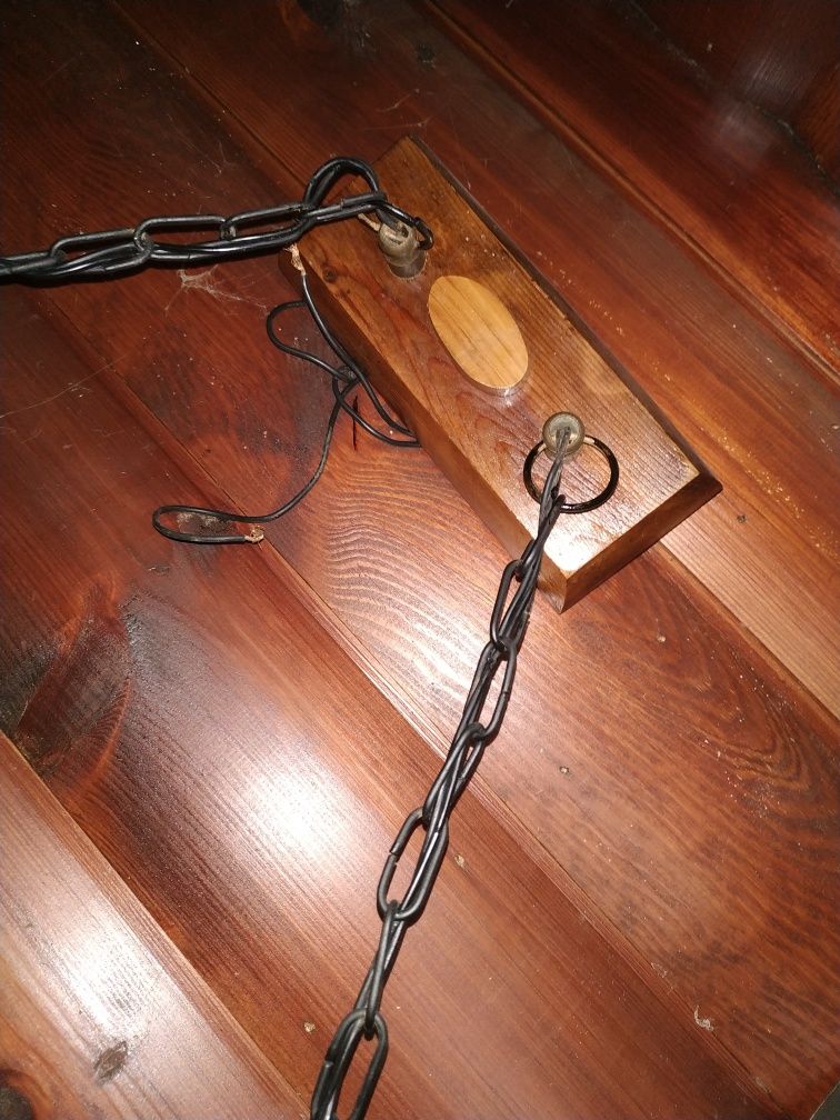OKAZJA Lampa dębowa retro żyrandol drewniany wiejska chata leśniczówka