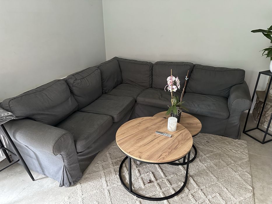 Narożnik Ikea Ektorp rogówka Szara Sofa wygodna