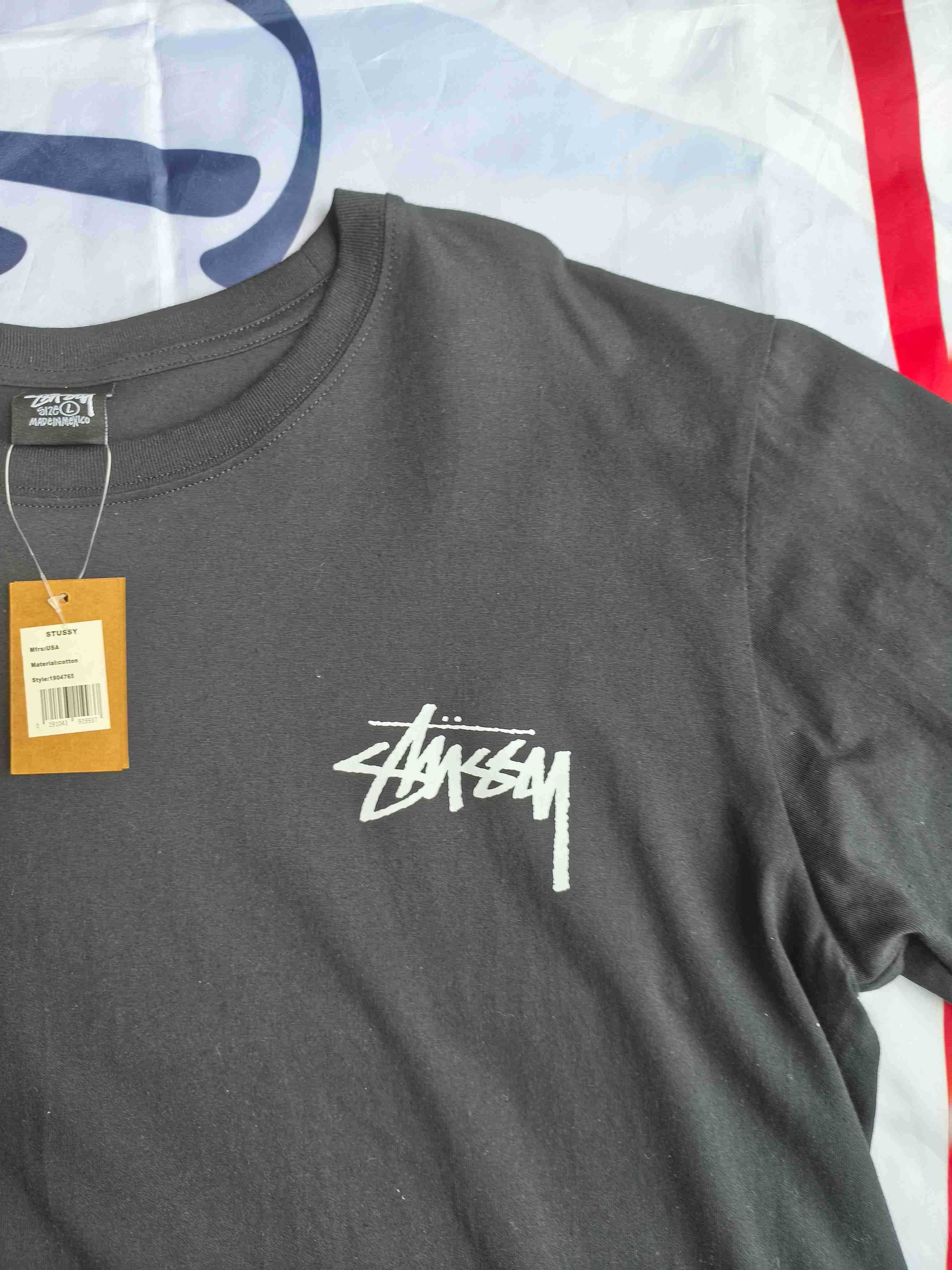 Stussy Męska Czarna Koszulka z Nadrukiem L