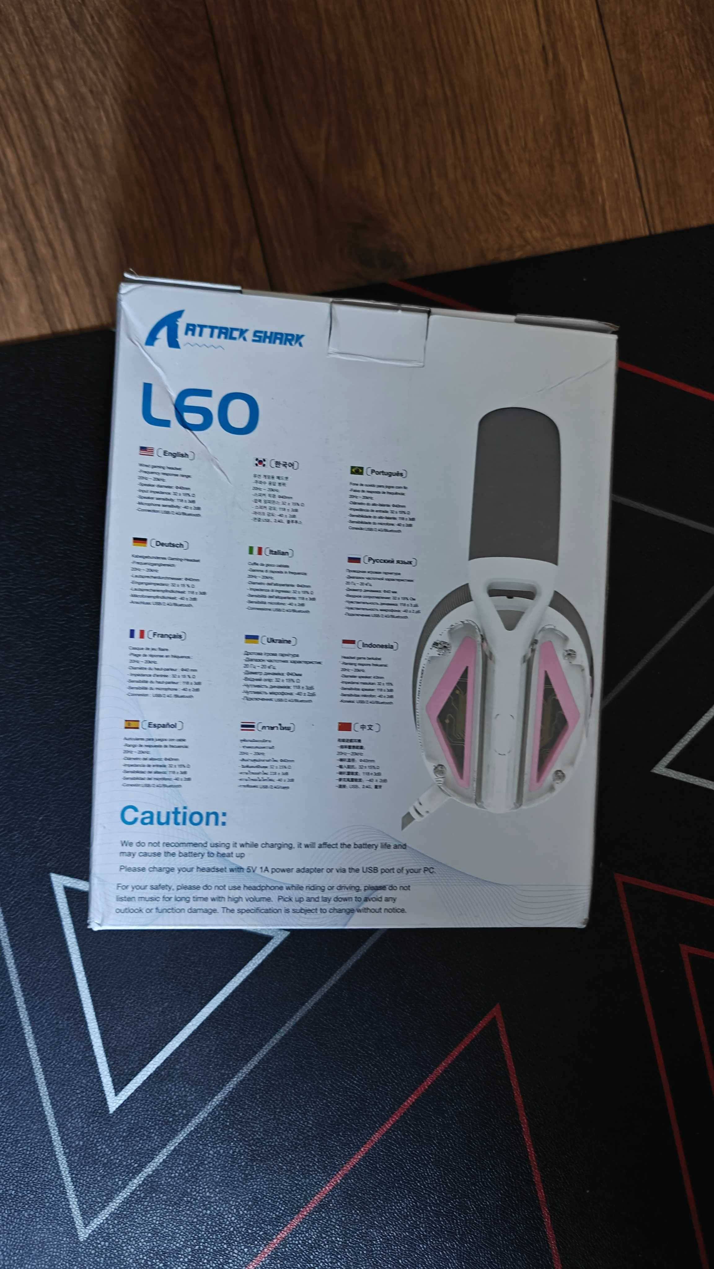 Ultralekki zestaw słuchawkowy do gier ATTACK SHARK L60, 5.1-kanałowy