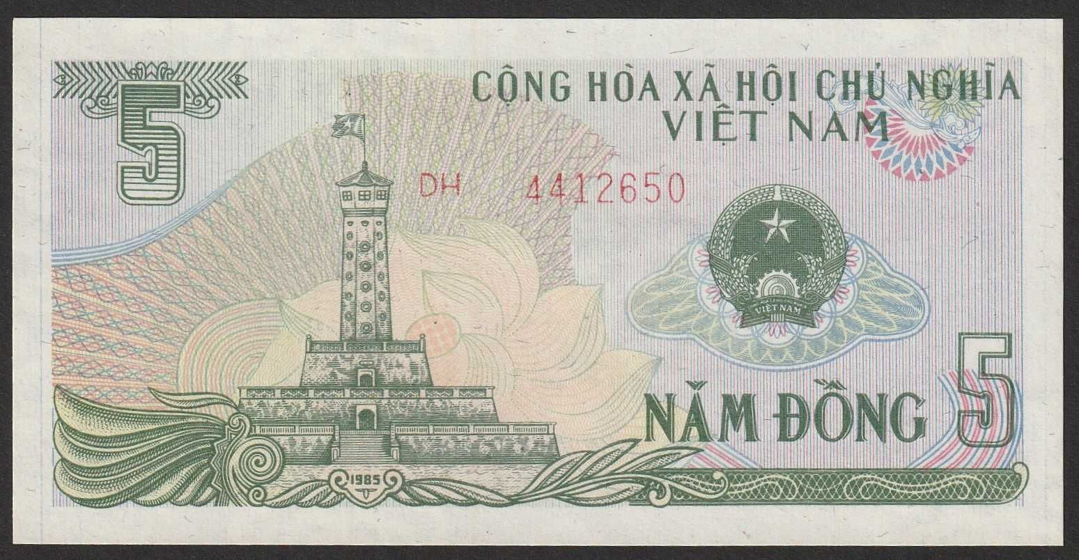 Wietnam	 5 dong 1985 - stan bankowy UNC