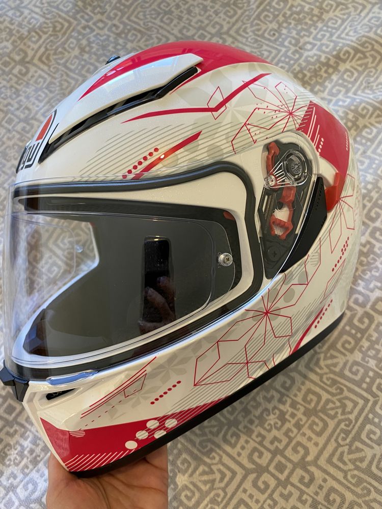 Capacete mota AGV novo xs branco rosa mulher criança