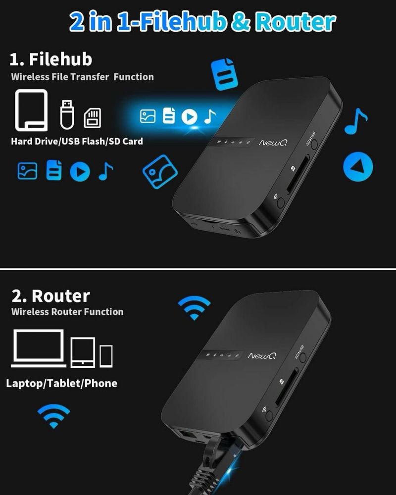 Маршрутизатор акумуляторний портативний NEWQ Filehub AC750 B3 роутер