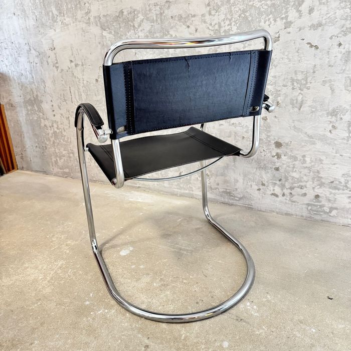 Fotel Bauhaus Marcel Breuer / Mart Stam – chrom, skóra, Made in Italy