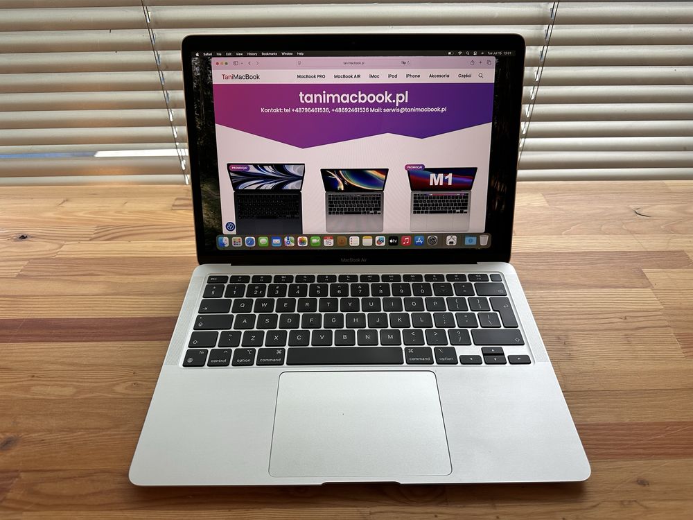 M1 16gb 512gb Laptop Apple MacBook Air 13 A2337 srebrny klasa A FV