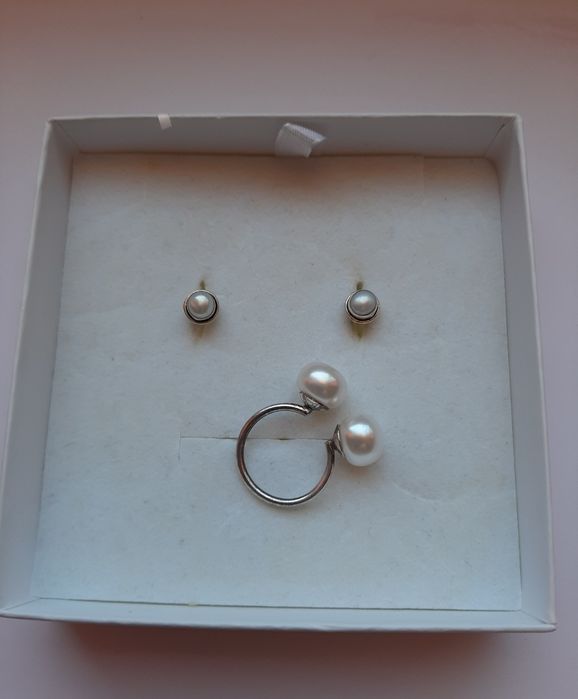 Набор серебряный с жемчугом