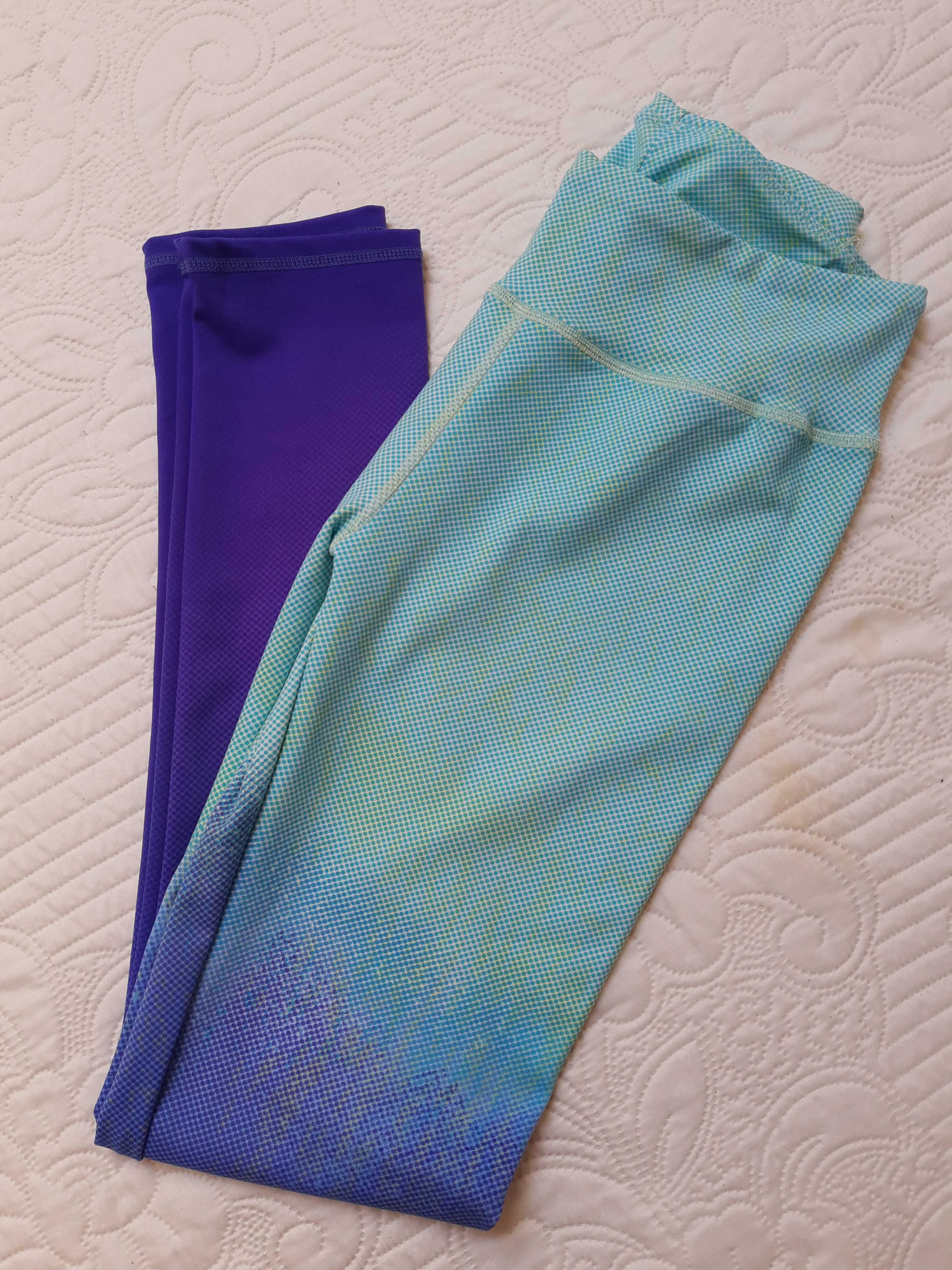 Legginsy sportowe, kolory niebieskie, S/małe M, wzór.