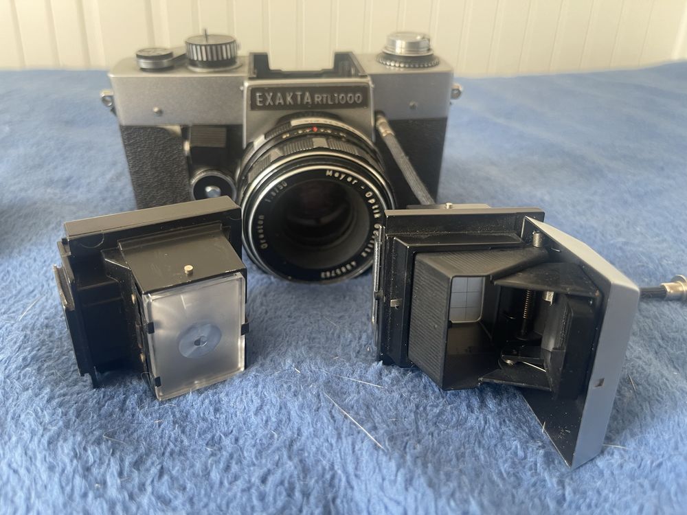 aparat Exakta 1000 RTL + 50mm 1.8 + kominek, wizjer i pierścienie