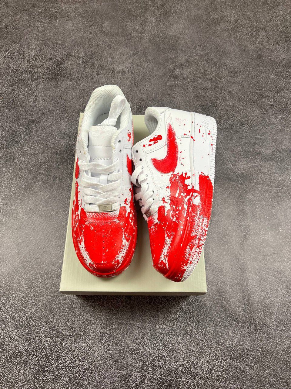 Nike Air Force Blood Custom White Red (37-45) Кросовки форсы новые
