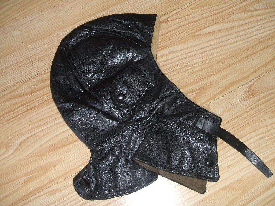 czapka pilota pilotka skórzana stara