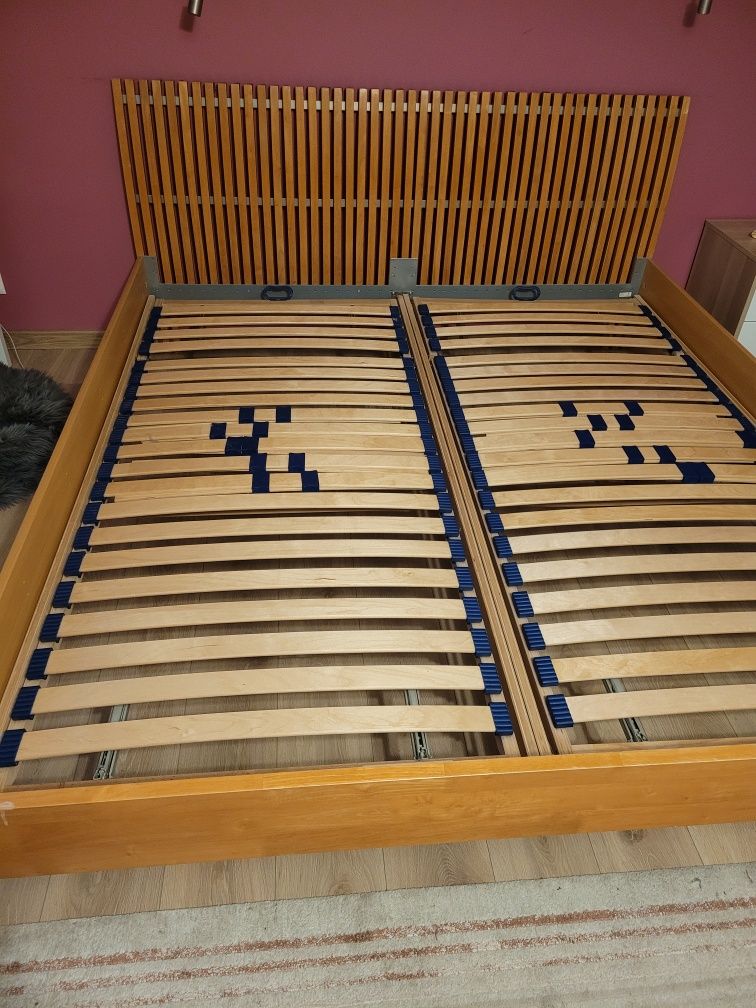 Łóżko 185x210, drewniane, zagłówek, Ikea Sultan Komet