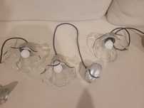 3 lampy sufitowe wiszące szklane przezroczyste kielichy kwiaty