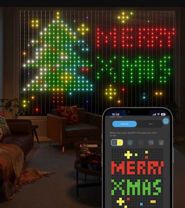 ТОП ПРОДАЖ Смарт Гирлянда Умная гирлянда штора 2*2м, Bluetooth, RGB