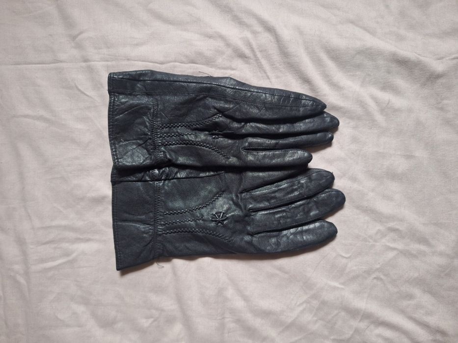 Czarne Skórzane rękawiczki rozmiar 20