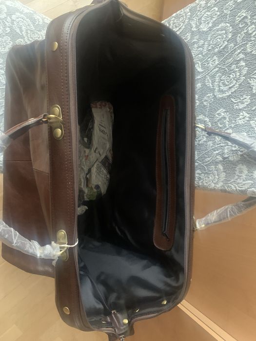 Дорожная сумка-саквояж из натуральной кожи