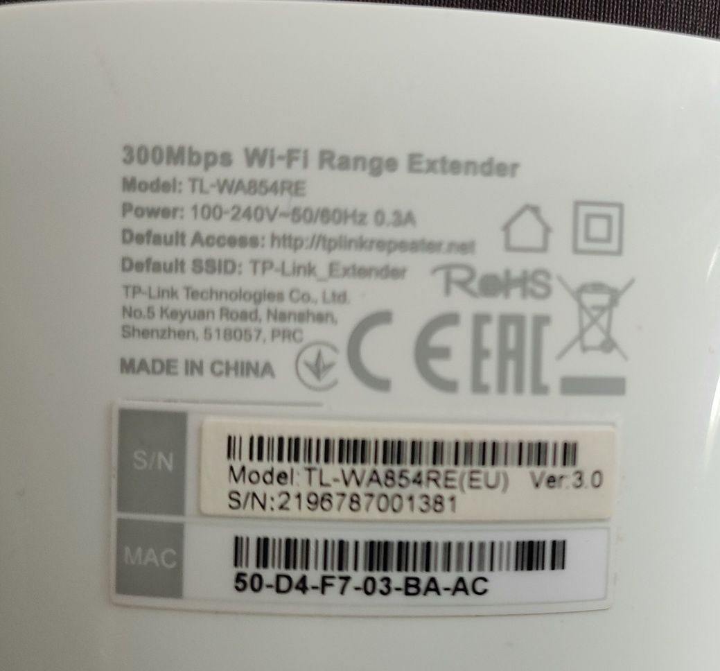 Wzmacniacz sieci WIFI TP-LINK  TL-WA854RE