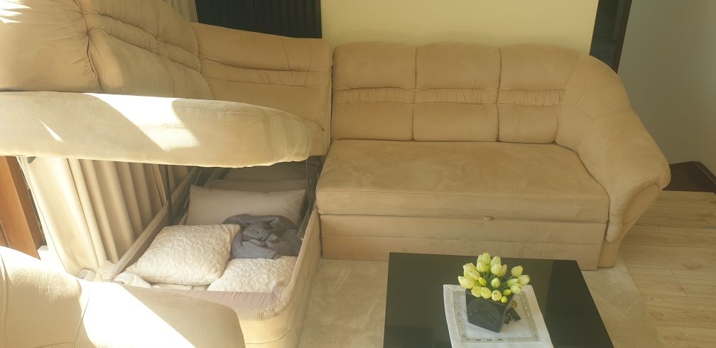 Sprzedam wypoczynek narożnik fotele sofa zestaw beżowy