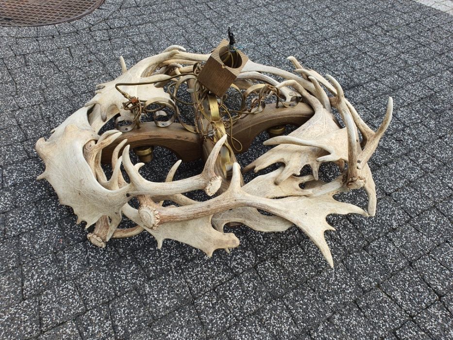 Żyrandol myśliwski z poroży, lampa, poroże, leśniczówka