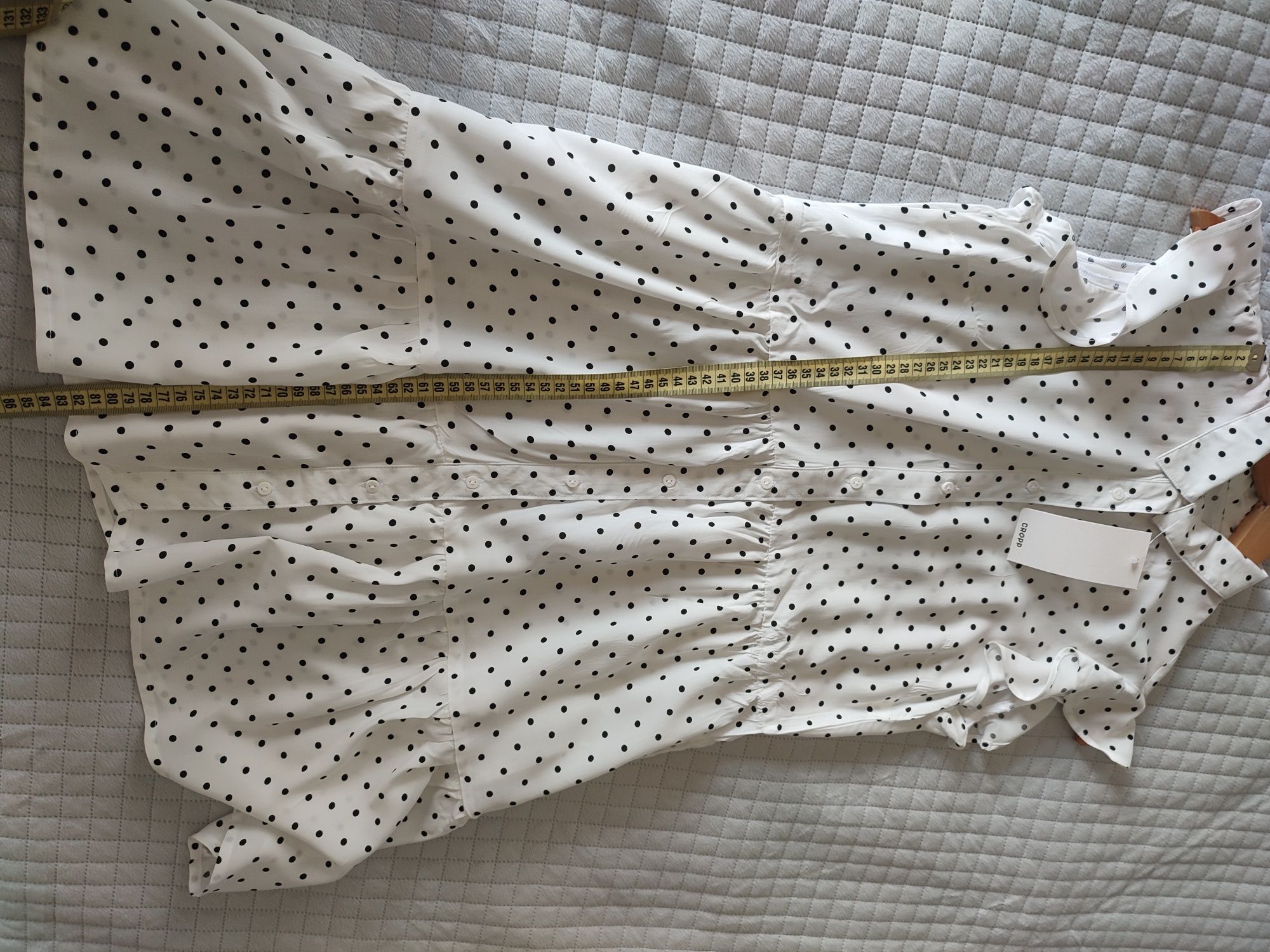 Nowa sukienka letnia Cropp r. 36 S biała w grochy