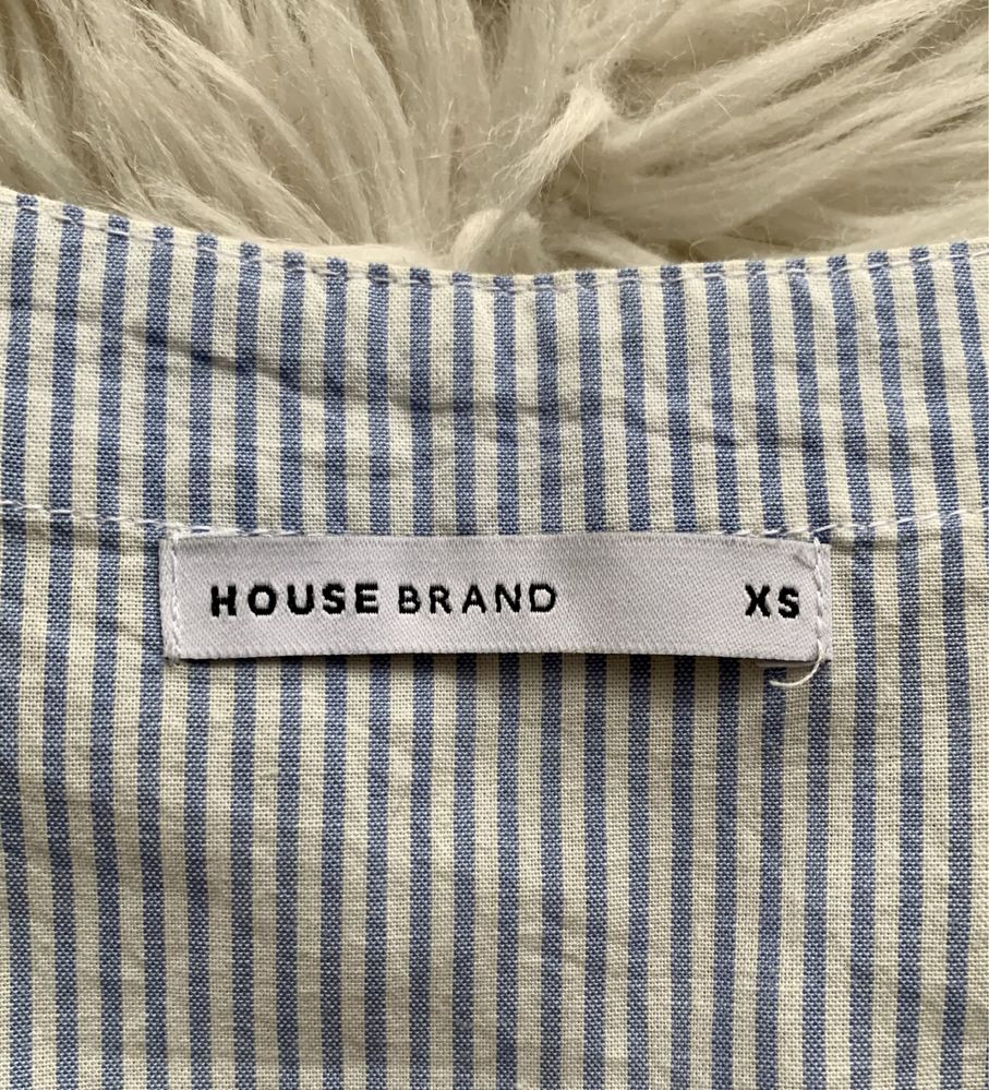 Bluzeczka w niebiesko-białe paski z falbanką, house, xs,
