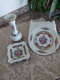 Limoges Porcelana. Conjunto de Três Peças Antigas. Muito Bonito.