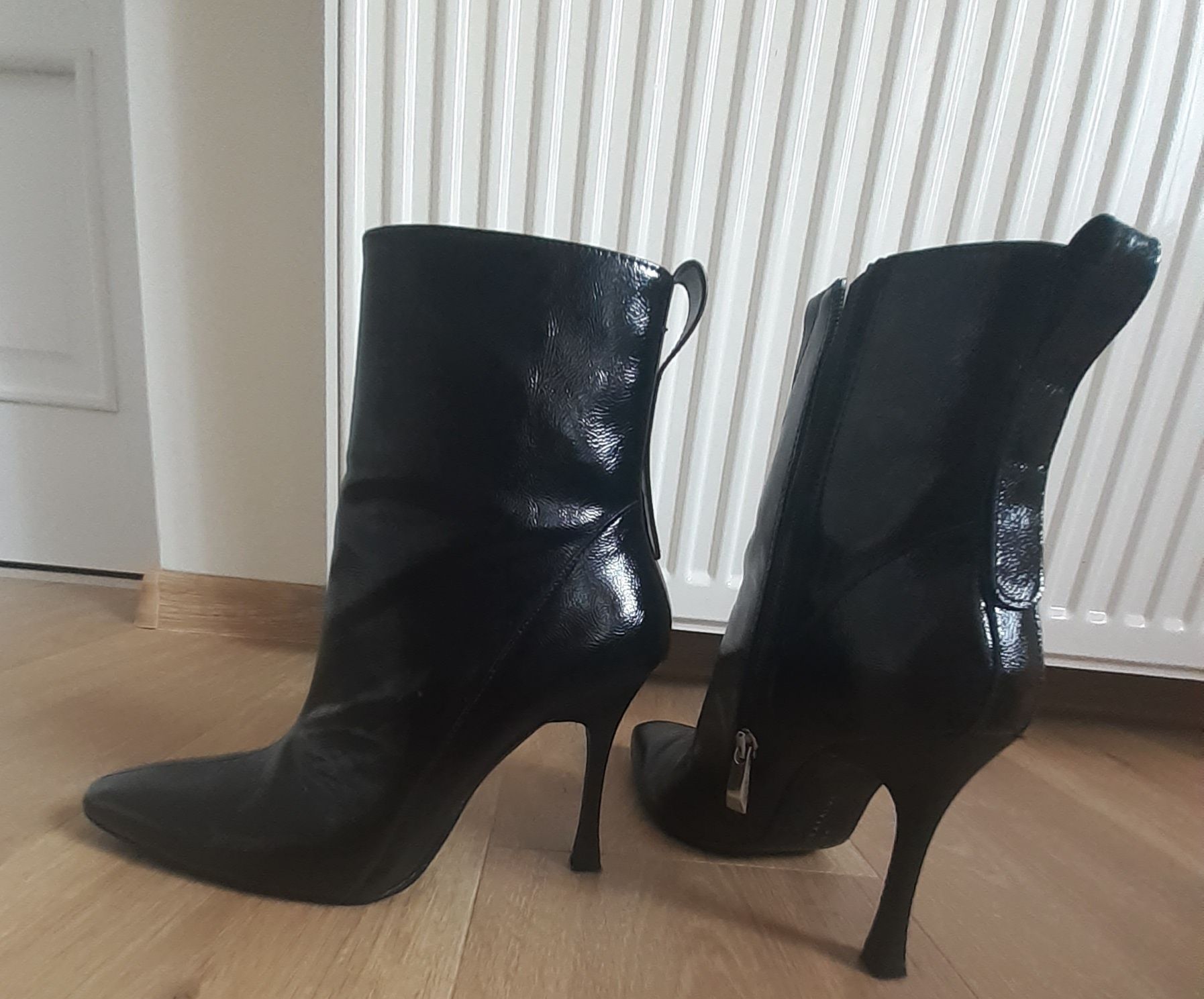 Zara Botki 39 Połysk Szpilka