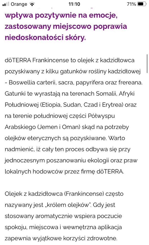 Doterra olejek z kadzidłowca Frankincense