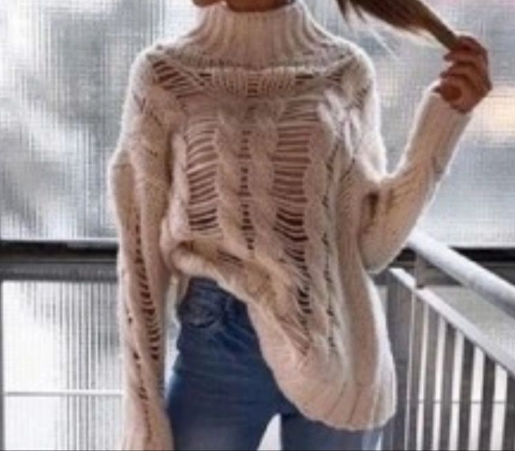 Sweter Zara Boho azurowy