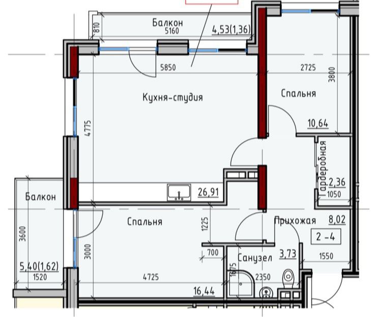 Продам 2х комн. квартиру в ЖК "Пространство на Донского"